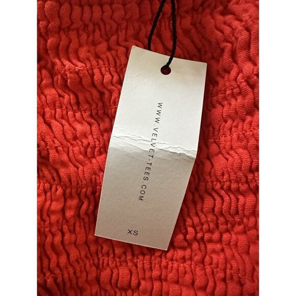 VELVET Graham & Spencer Red Guaze Dress ESME Off Shoulder Small NWT $268 ShiftXS - Picture 9 of 11